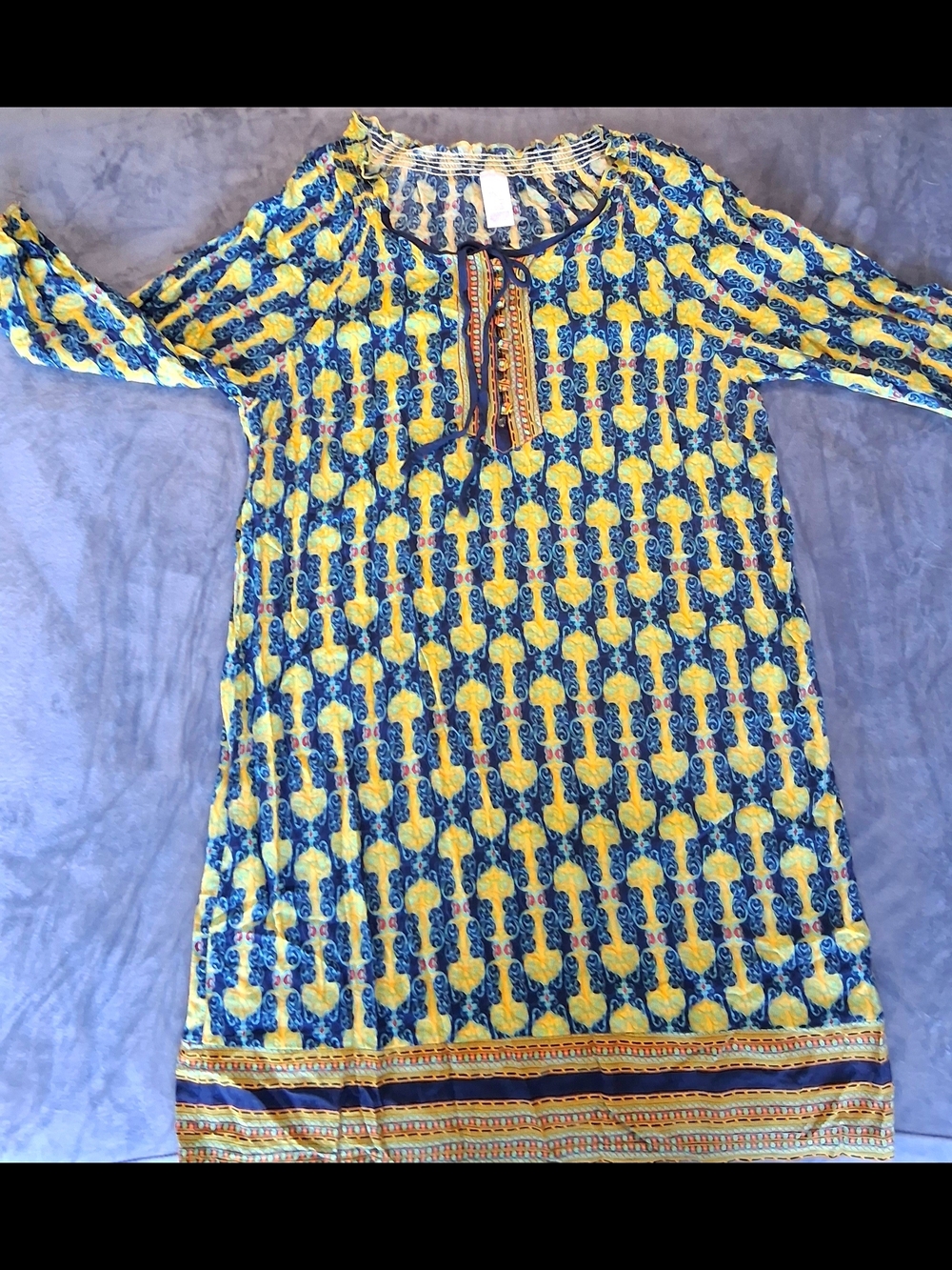 Ladies AVON Yellow and Blue Boho Tunic Dress